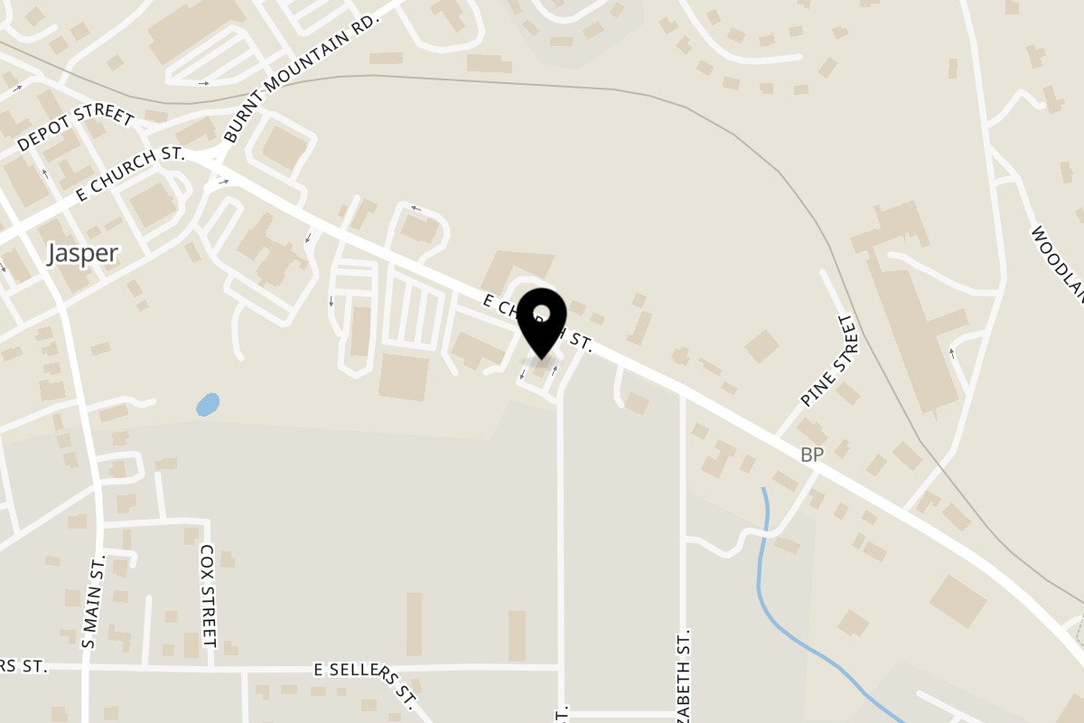 Map showing the location of Pappas Pizza House on 408 E Church St in Big Canoe